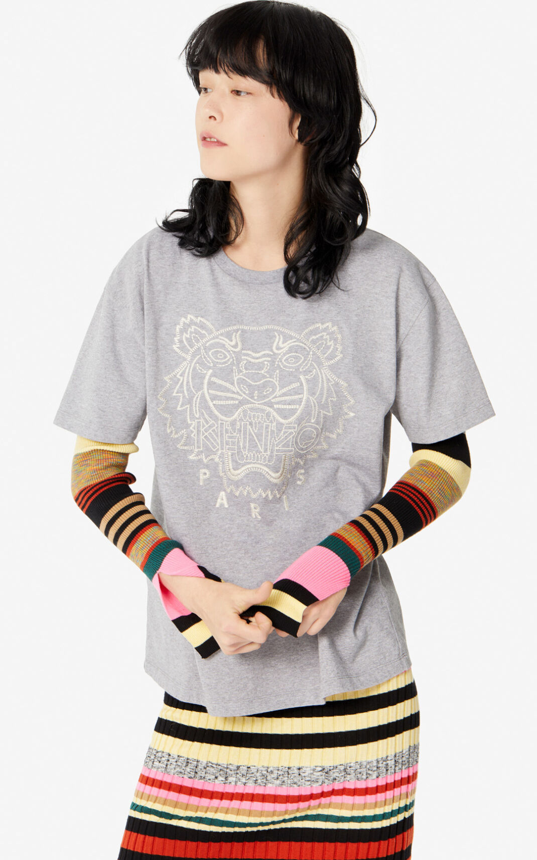 T Shirt Kenzo Capsule Expedition Tiger Femme Grise | MYKH-49028